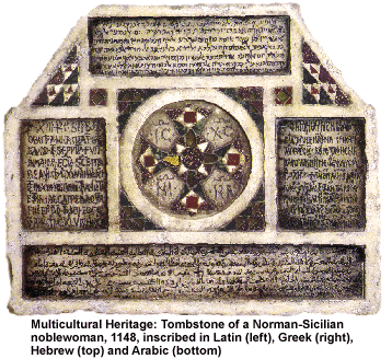 Multilingual tomb stone.